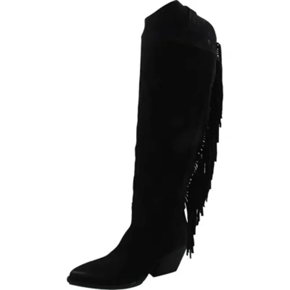 Vince Camuto Atelier Cabina 2 Wide Calf Suede Western Boots Black Size 8M NWB